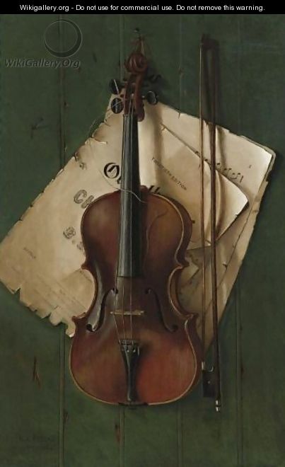 Still Life With Violin, Bow And Sheet Music - Nicholas Alden Brooks
