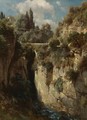 Mountainous Landscape With Waterfall - Johann Gottfried Steffan