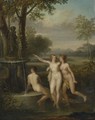 Three Nudes By The Fountain Of Love - Jacques-Antoine Vallin