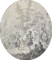 A Russian Scene A Couple Dancing, With A Crowd Watching And Musicians Playing - Jean-Baptiste Leprince