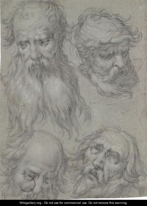 Sheet Of Studies Of Heads Of Bearded Men - Abraham Bloemaert