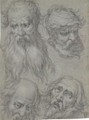 Sheet Of Studies Of Heads Of Bearded Men - Abraham Bloemaert