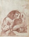 Saint Francis In Contemplation Of A Crucifix - Giovanni Francesco Guercino (BARBIERI)