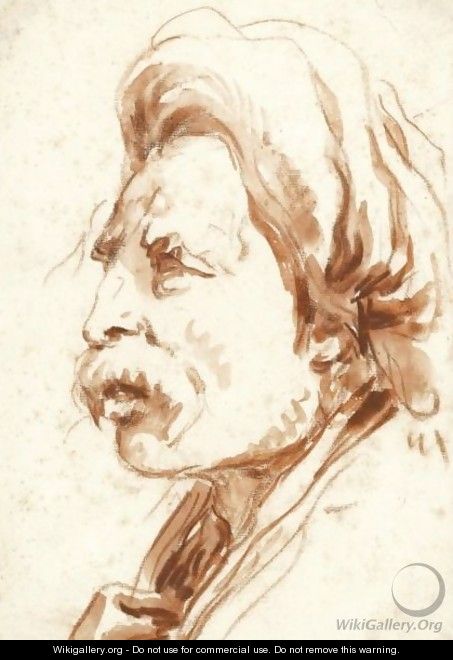 Head Of A Moustachioed Man In A Turban - Giovanni Battista Tiepolo