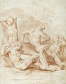 Four Male Nudes In A Landscape - Bernardino Cesari