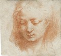 The Head Of A Woman, Looking Down To The Left - Girolamo Francesco Maria Mazzola (Parmigianino)