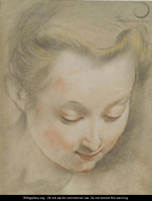 Study Of The Head Of A Young Woman Looking Down To The Right - Federico Fiori Barocci