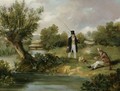 Two Gentlemen Fishing By A Stream - Samuel John Egbert Jones