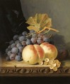 Still Life With Peaches, Grapes And Whitecurrants - Edward Ladell