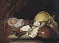 Still Life With A Sleeping Child, A Globe, Musical Instruments, And Other Musical Accoutrements - Dutch School