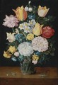 Still Life Of Tulips, Roses, Narcissus, Forget-Me-Nots, A Carnation And Other Flowers In A Glass Vase - Jan The Elder Brueghel