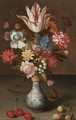 Still Life Of A 'Semper Augustus' Tulip, Irises, A Carnation And Other Flowers In A Wan-Li Vase - Balthasar Van Der Ast