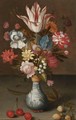Still Life Of A 'Semper Augustus' Tulip, Irises, A Carnation And Other Flowers In A Wan-Li Vase - Balthasar Van Der Ast