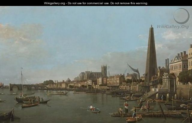 London, A View Of The Thames, Looking Towards Westminster From Near The York Water Gate - (Giovanni Antonio Canal) Canaletto