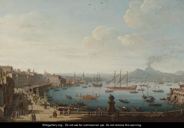 View Of Naples From The Strada Di Santa Lucia - Pietro Antoniani