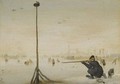 Winter Landscape With A Hunter Shooting Duck At The Edge Of A Frozen Waterway - Hendrick Avercamp