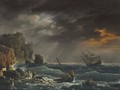 A Mediterranean Coastal Scene With A Shipwreck - Claude-joseph Vernet