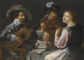 A Concert With Figures Making Music - Flemish School