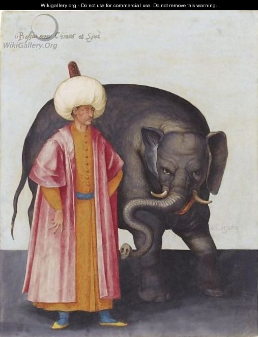 A Turbanned Pasha With An Elephant - Jacopo Ligozzi