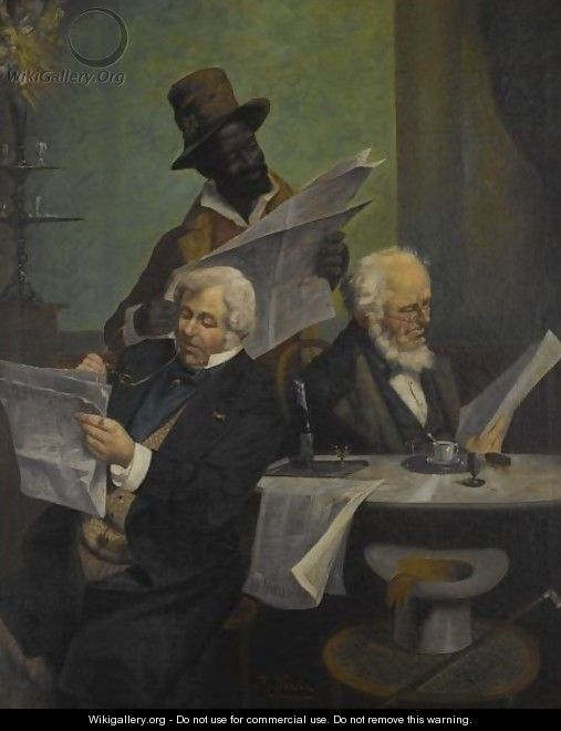Three Men Reading Newspapers - R. Nicola