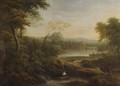 River Landscape With Bridge And Hilltop Castle - George Lambert