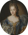 Portrait Of A Lady, Half Length, In A Blue Embroided Dress With An Ornate Scarf - (after) Nicolas De Largillierre