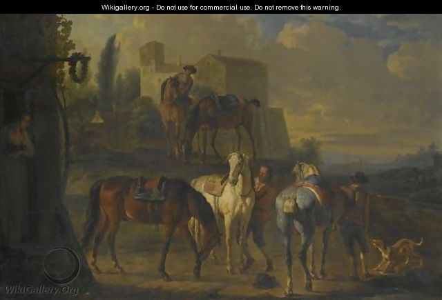 A Cavalry Party Halted Before An Inn - Pieter van Bloemen