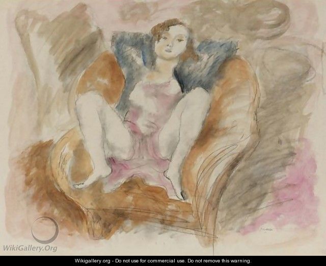 Petite Fille A La Chaise Longue (Rebecca) - Jules Pascin