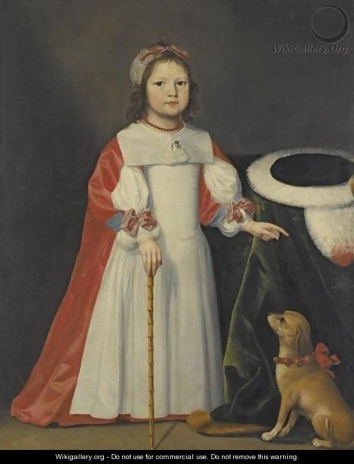 Portrait Of A Boy With A Dog - Cornelis I Johnson