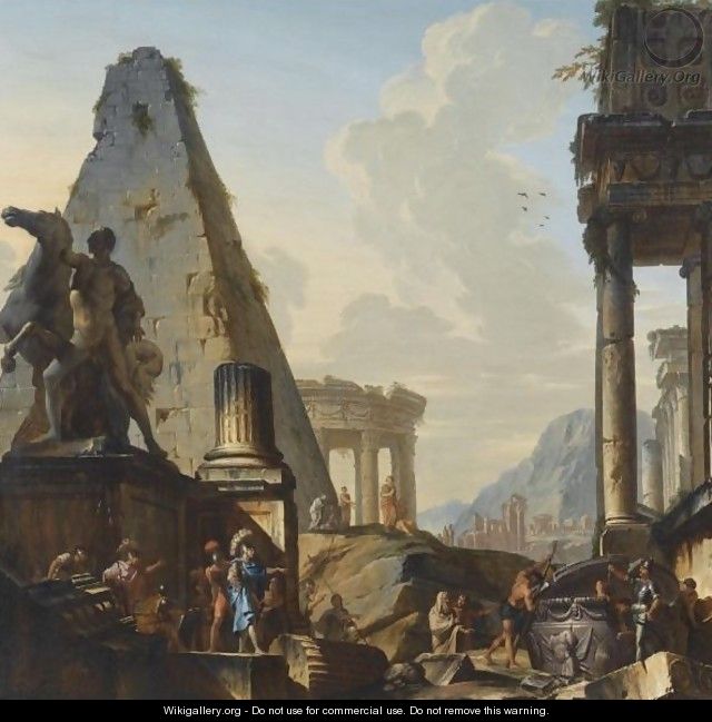 Capriccio Of Classical Ruins With Alexander The Great Opening The Tomb Of Achilles - Giovanni Niccolo Servandoni