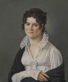 Portrait Of A Lady, Half Length, Wearing A White Muslin Dress And A Black Shawl - Jean Mieg