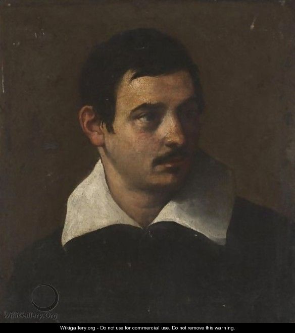 Portrait Of A Gentleman, Head And Shoulders, Wearing A Black Jacket With A White Collar - Roman School