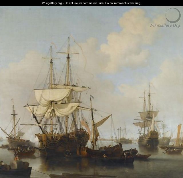 Shipping At Anchor In The Thames Estuary, Near Wapping - Samuel Scott