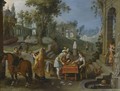 A Palace Garden With Elegant Figures Playing Backgammon - Sebastien Vrancx