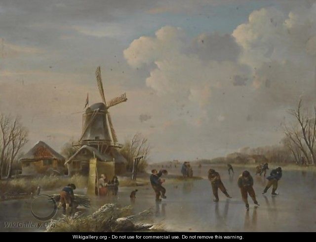 A Winter Landscape With Figures Skating - (after) Andries Vermeulen