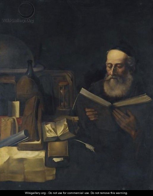 A Scholar In His Study Reading - (after) Willem Van Drielenburg