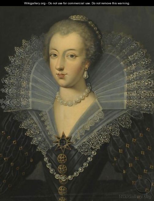 Portrait Of A Lady In An Ornate Black Dress With A Lace Ruff - (after) Frans, The Elder Pourbus