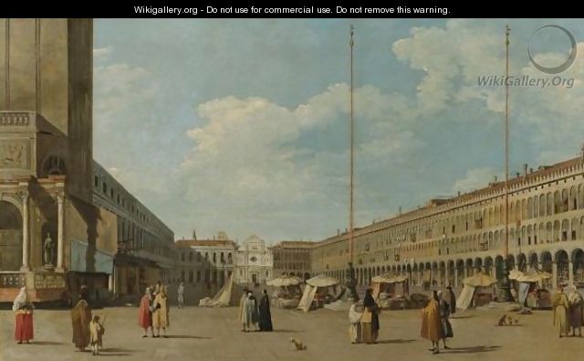 Venice, A View Of Piazza San Marco, Looking West From South Of The Central Line - (after) (Giovanni Antonio Canal) Canaletto