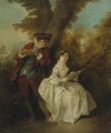 Le Duo, A Young Man Playing The Flute And A Young Woman Singing In A Landscape - Nicolas Lancret