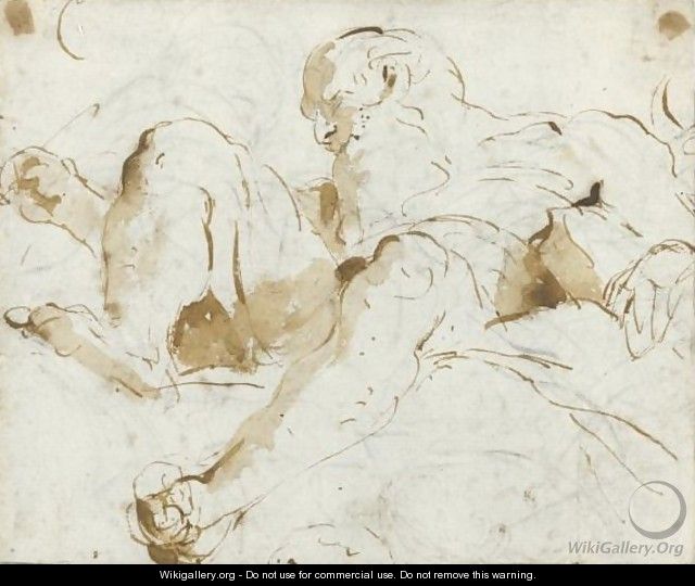 A Bearded Old Man Seated In The Clouds, Seen From Below - Giovanni Battista Tiepolo