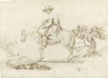 A Man On A Horse With A Gnarled Tree Beyond - Stefano della Bella