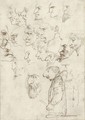 Sheet Of Studies Of 'Caricatures Of Famous Artists Of His Time' - Annibale Carracci