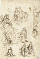 Sheet Of Studies With The Coronation Of The Virgin And Various Saints - Francesco Vanni