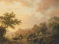 An Extensive Summer Landscape With Travellers On A Path - Barend Cornelis Koekkoek