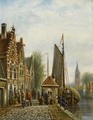 Daily Activities In A Sunlit Dutch Town - Johannes Franciscus Spohler