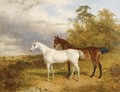 A Bay And Grey Horse In A Landscape - James Walsham Baldock