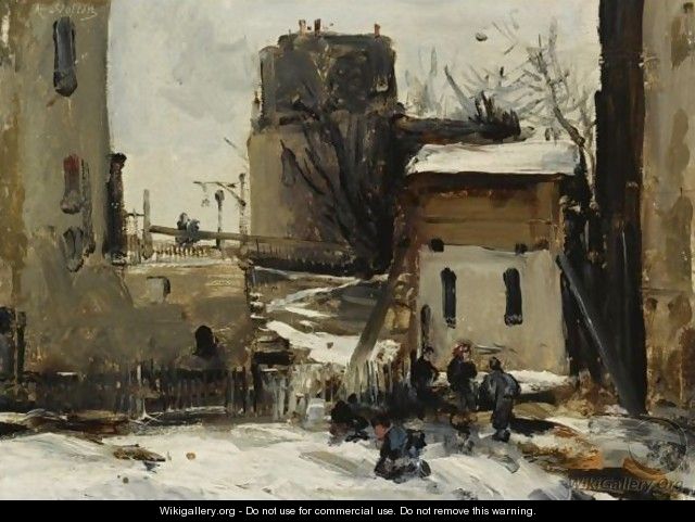 Village In Winter - Antoine Vollon