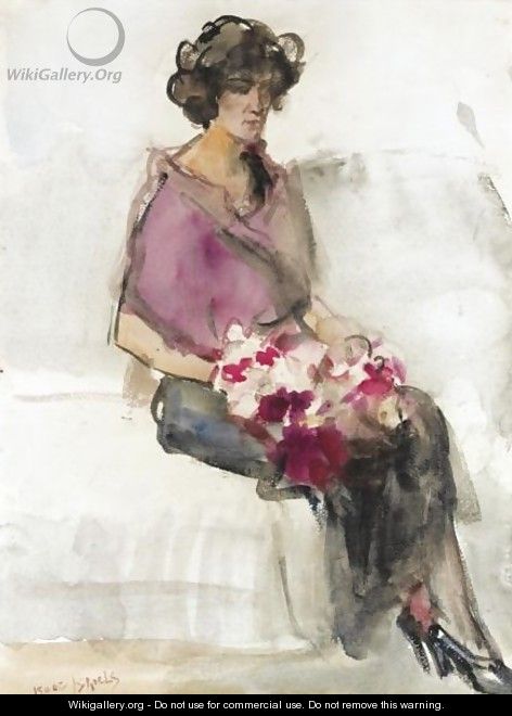 A Seated Lady With Flowers - Isaac Israels