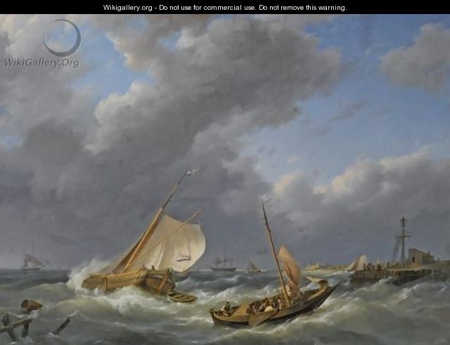 Shipping In Choppy Waters - Johannes Hermanus Koekkoek