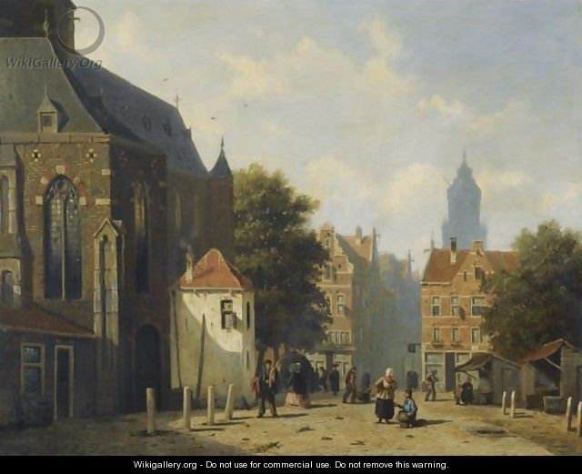 View Of A Square In A Dutch Town - Dutch School